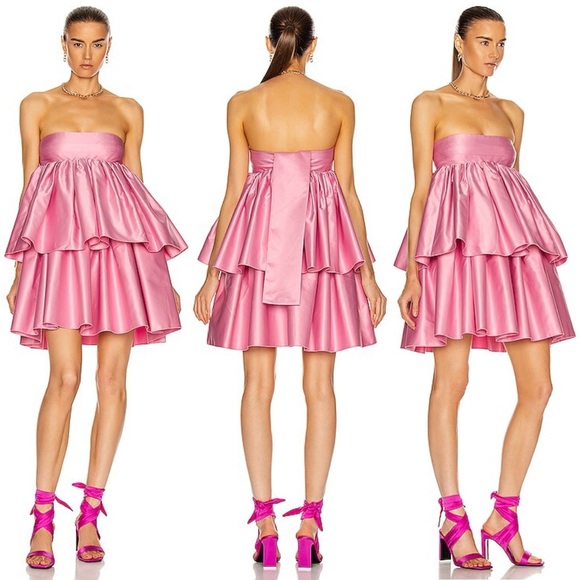 ROTATE by BIRGER CHRISTENSEN Carmina Tiered Ruffle Dress in Prism Pink Size 6 - Picture 16 of 16